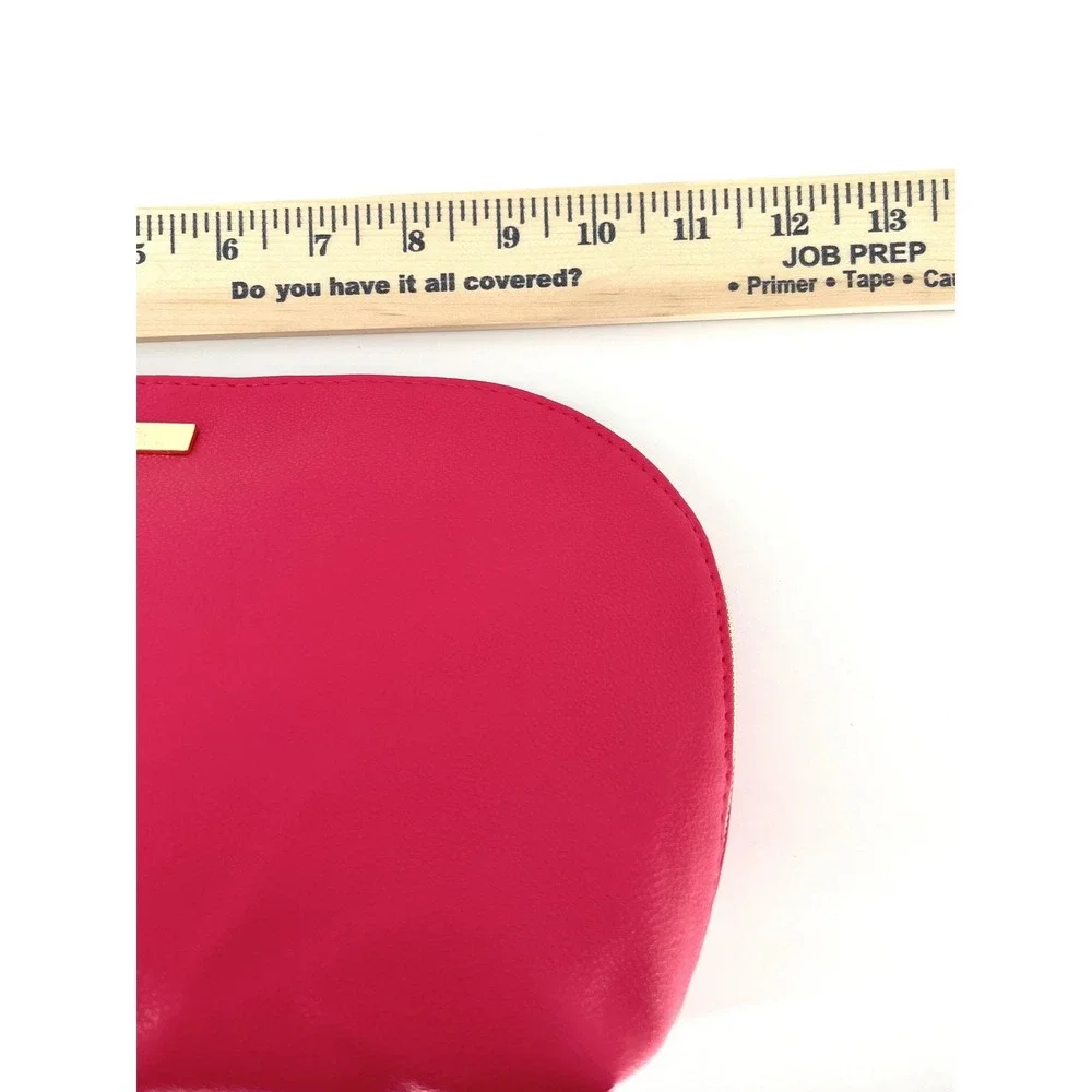 Trina Turk Pink Cosmetic Makeup Bag Case Pouch Faux Leather Travel Organizer New